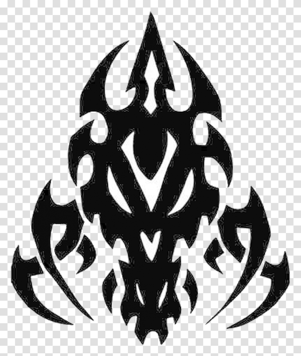 Tribal Dragon Skull Black And White Dragon Skull, Stencil, Emblem, Logo Transparent Png