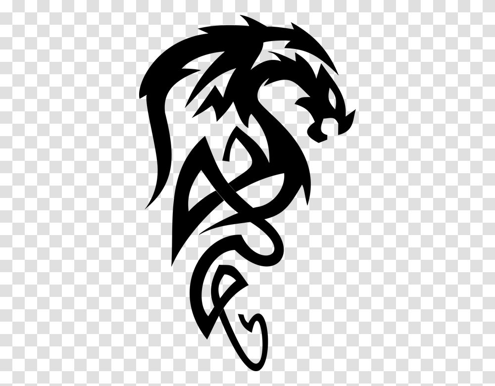 Tribal Drake Dragon Mythological Mythical Dragon Black And White, Gray, World Of Warcraft Transparent Png
