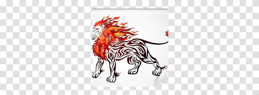 Tribal Fire Lion Wall Mural • Pixers We Live To Change Fire Lion Tatto Drawing, Graphics, Art, Floral Design, Pattern Transparent Png