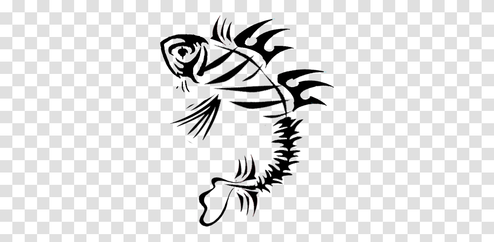 Tribal Fish Skeleton Tattoo Design By The Lonely Feel, Tree, Plant, Ornament Transparent Png