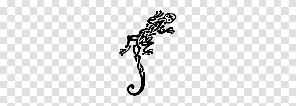 Tribal Lizard Gecko With Curly Tail Sticker, Stencil, Label, Silhouette Transparent Png