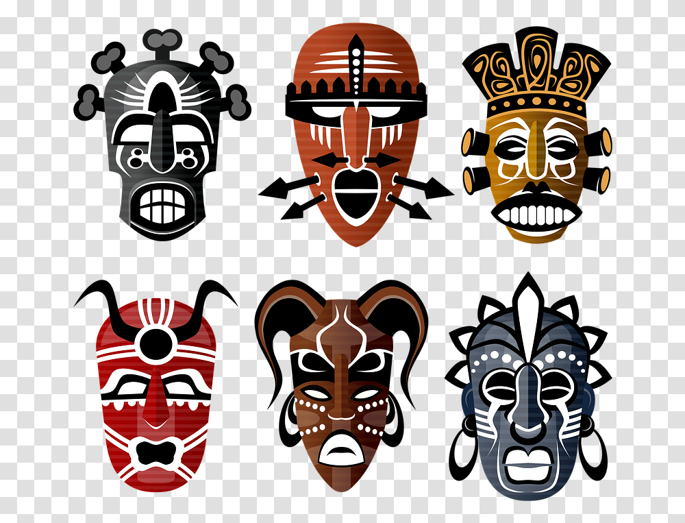 Tribal Masks African Culture Set Mask Ethnic Princess And The Frog Voodoo Masks, Architecture, Building, Pillar, Column Transparent Png