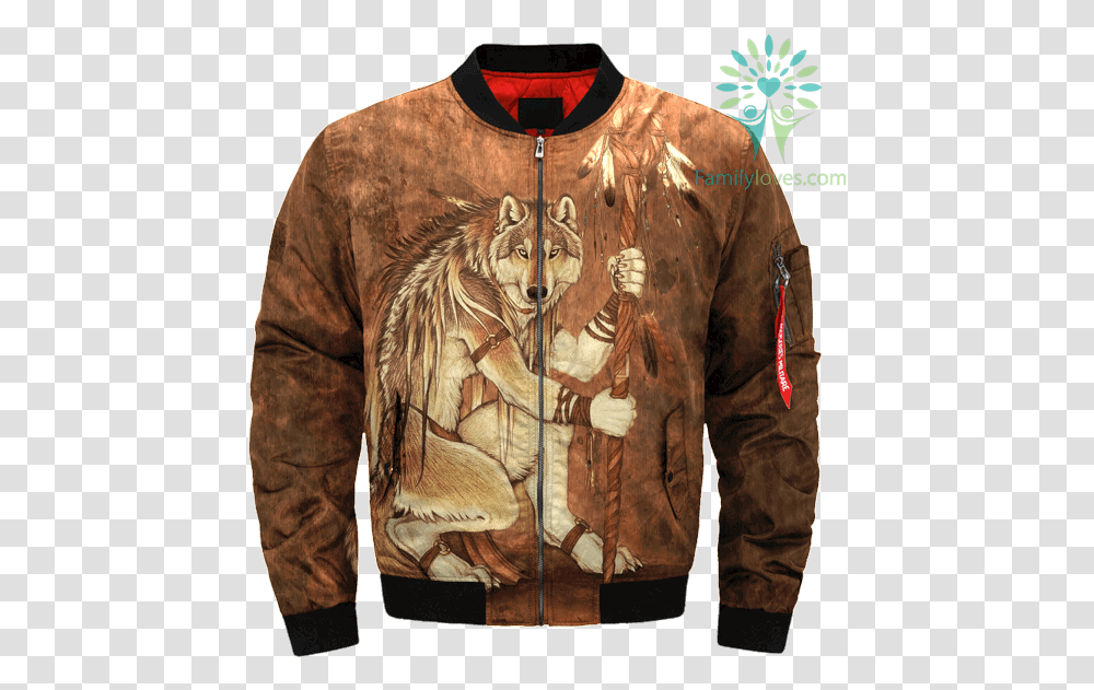 Tribal Native Anthro Wolf Wolves Over Print Bomber, Apparel, Sweatshirt, Sweater Transparent Png