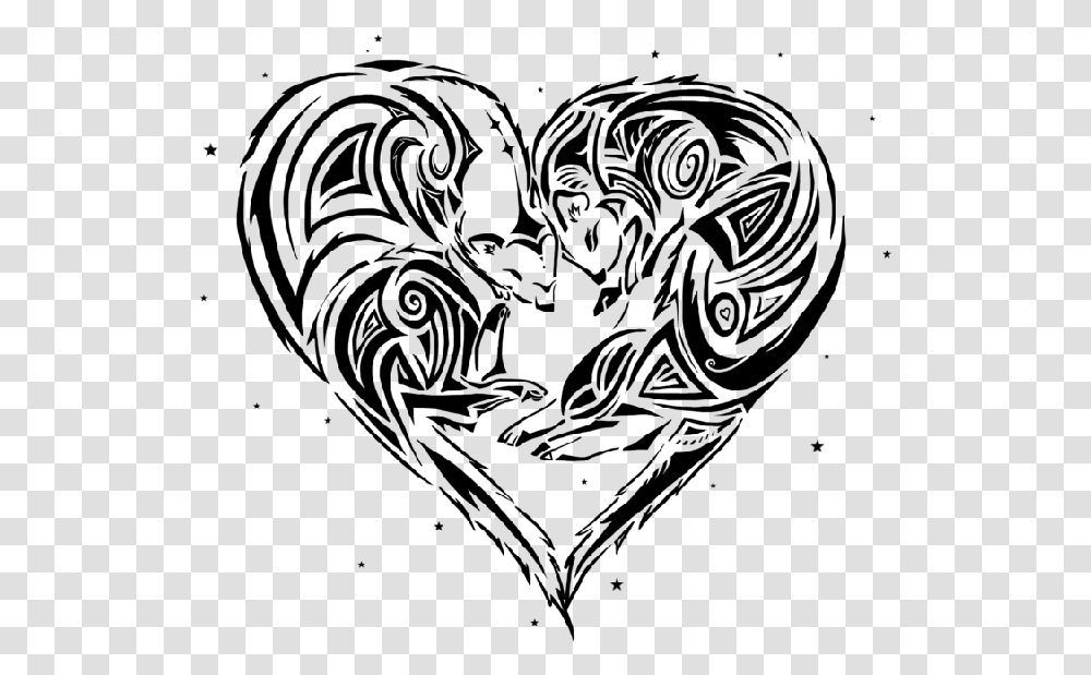 Tribal Rodent Couple Curled In Heart Tattoo Design Valkyrie Wing Tattoo Back, Gray, World Of Warcraft Transparent Png
