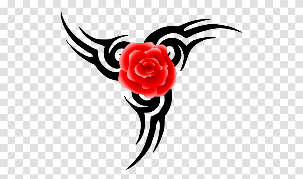 Tribal Tattoo With Rose Clip Art For Web, Plant, Stencil, Flower, Blossom Transparent Png