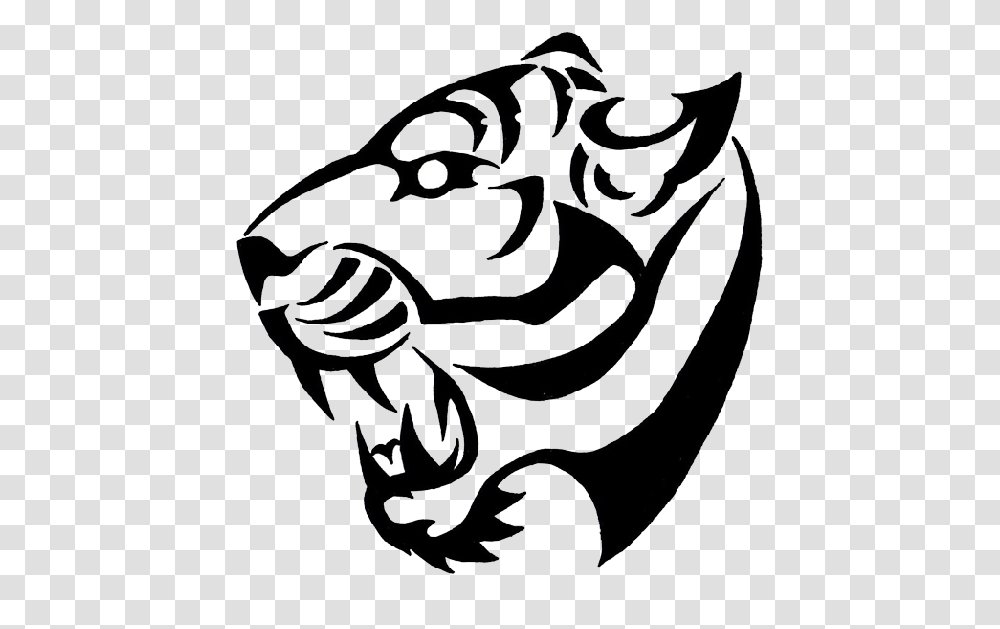 Tribal Tiger Head Tattoo, Animal, Stencil Transparent Png