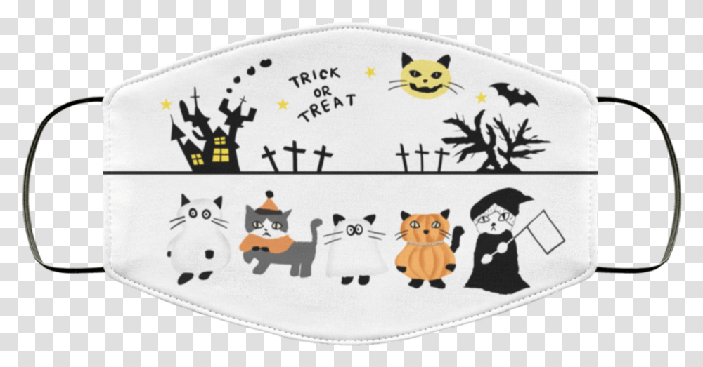 Trick Or Treat Cats Halloween Face Mask Cat Halloween Trick Or Treat Mask, Rug, Bib, Applique Transparent Png