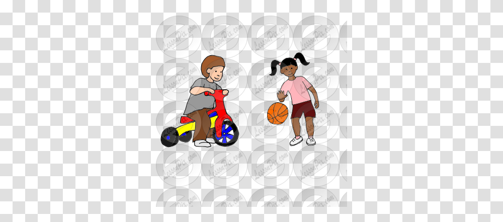 Tricycle And Basketball Picture For Classroom Therapy Use Pronoun Fill In The Blanks, Person, People, Sport, Juggling Transparent Png