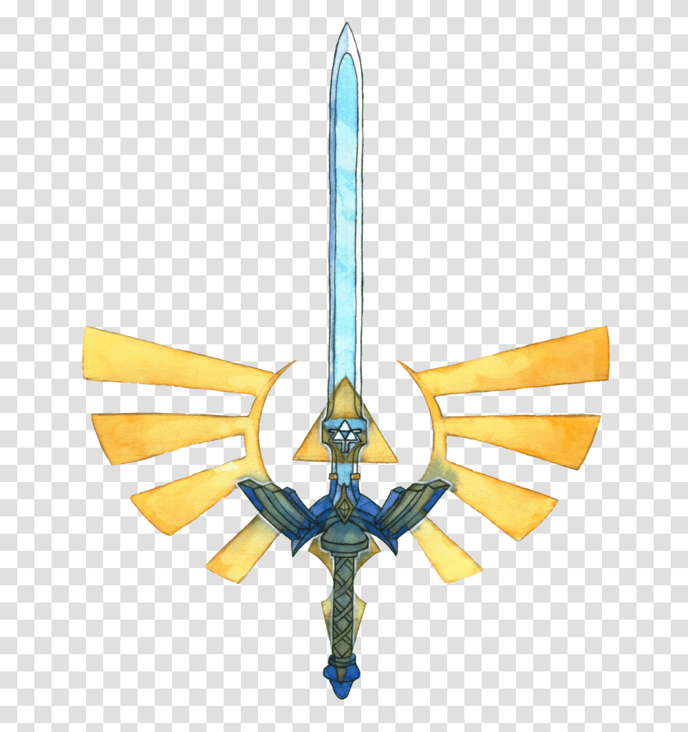 Triforce With Master Sword, Cross, Weapon, Weaponry Transparent Png
