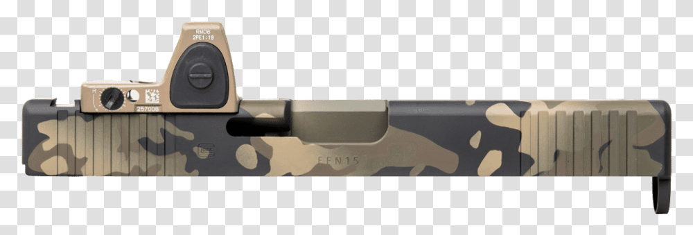 Trijicon Slide Cut With Camo Pattern Reprif Cerakote Sniper Rifle, Weapon, Weaponry, Gun, Transportation Transparent Png