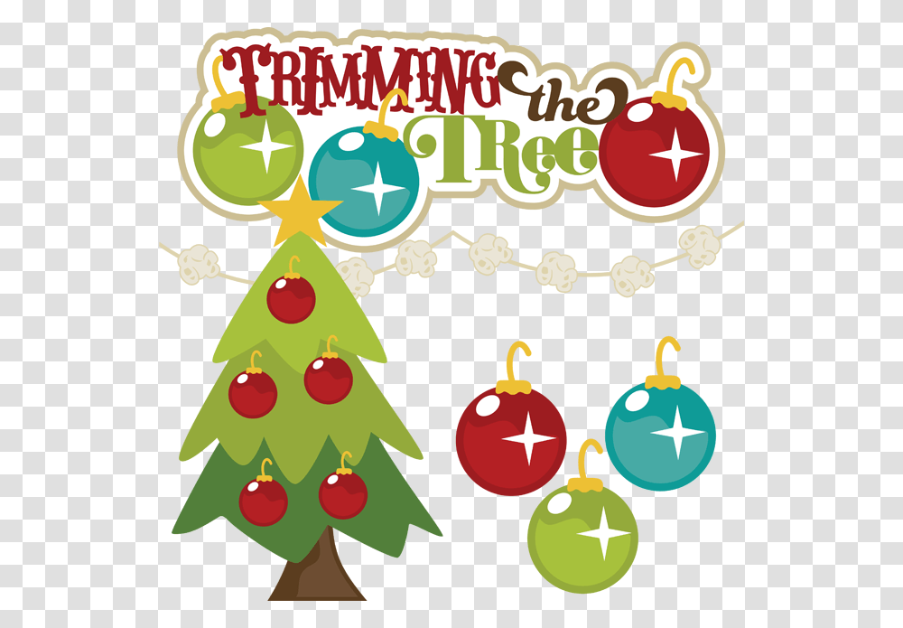 Trim The Christmas Tree Clip Art Christmas Tree Trimming Clip Art, Plant Transparent Png