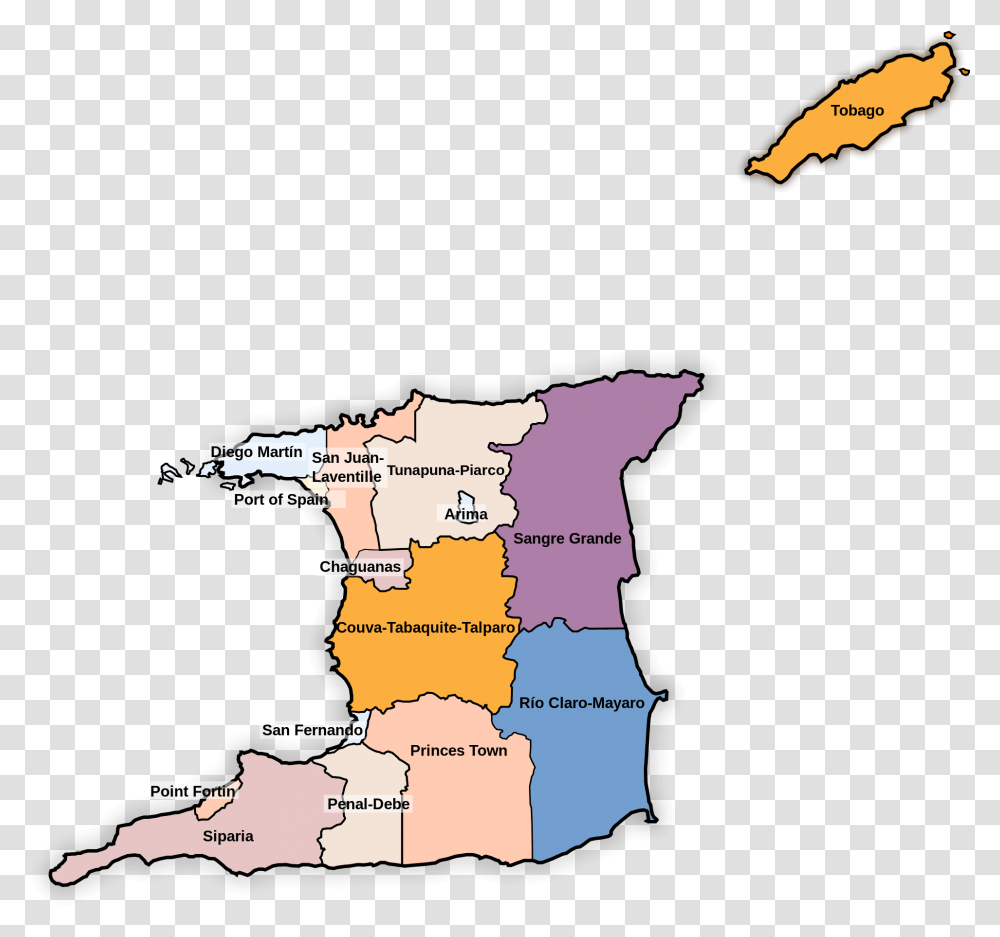 Trinidad And Tobago Flag Regional Corporations In Trinidad, Plot, Map, Diagram, Atlas Transparent Png