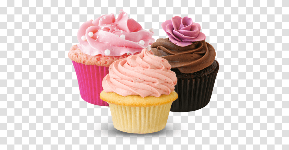 Trio Cupcakes Katybakerycom Cupcakes, Cream, Dessert, Food, Sweets Transparent Png