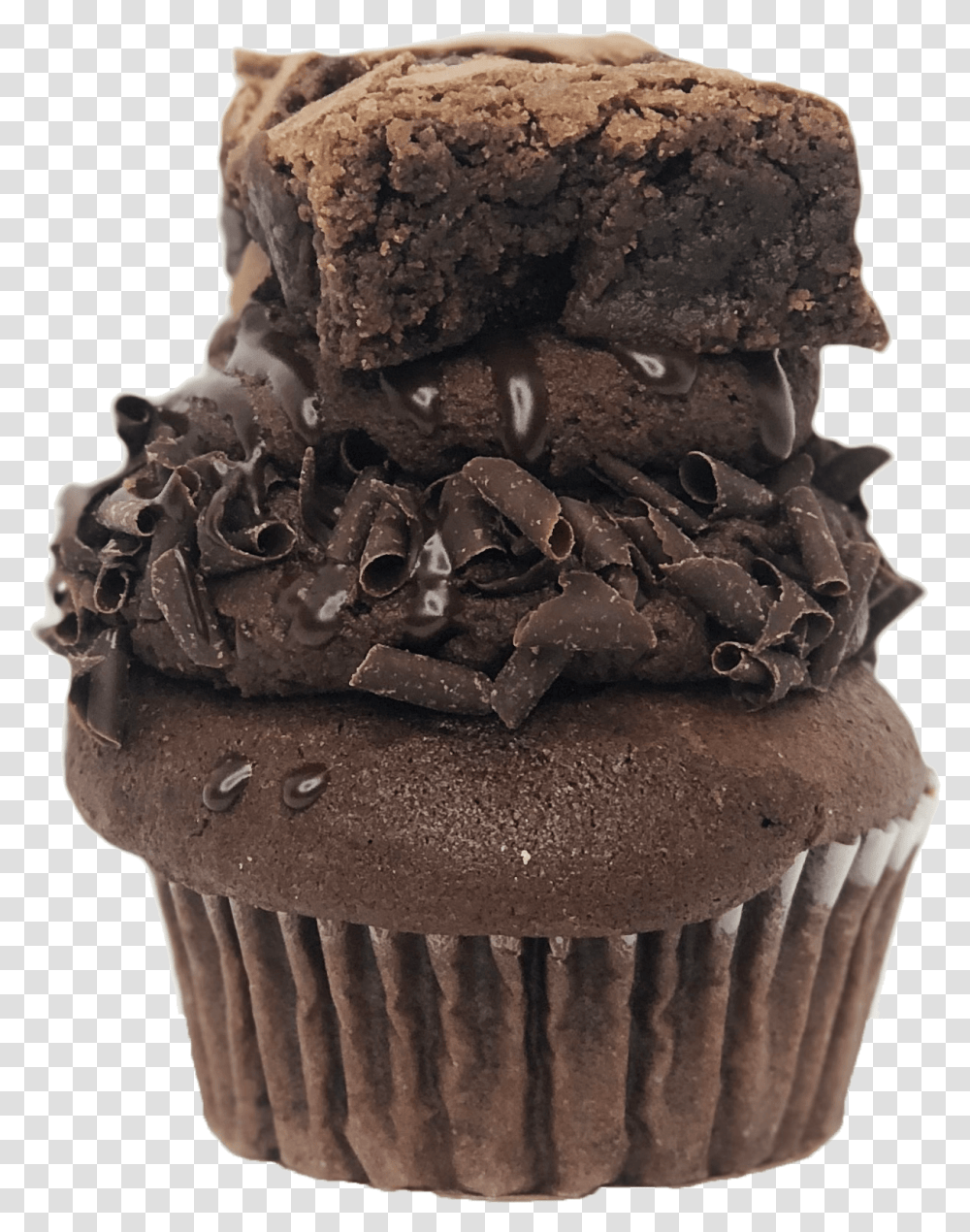 Triple Chocolate Brownie Cupcake Cupcake, Cream, Dessert, Food, Creme Transparent Png