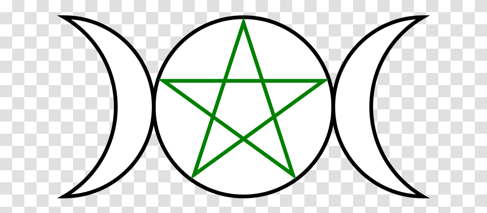 Triple Goddess Pentagram Elemental Wicca Symbols, Star Symbol, Moon, Outer Space, Night Transparent Png