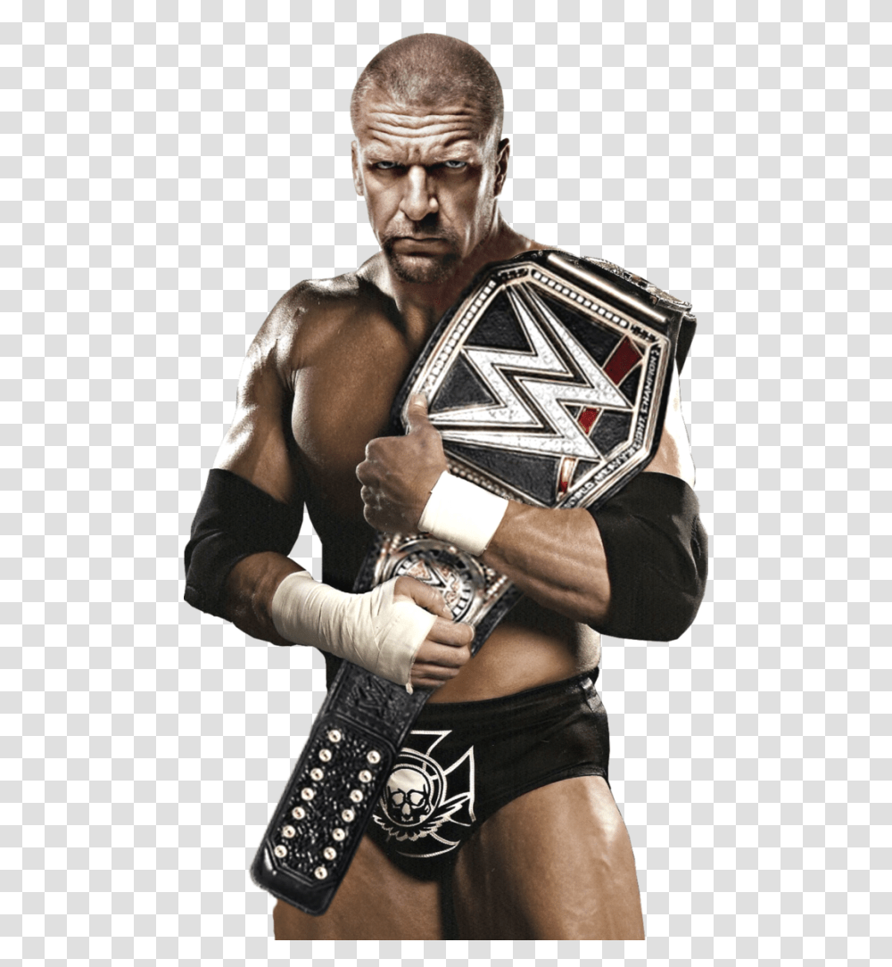 Triple H Holding Wwe Championship Awl117 Download, Person, Human, Sport, Sports Transparent Png