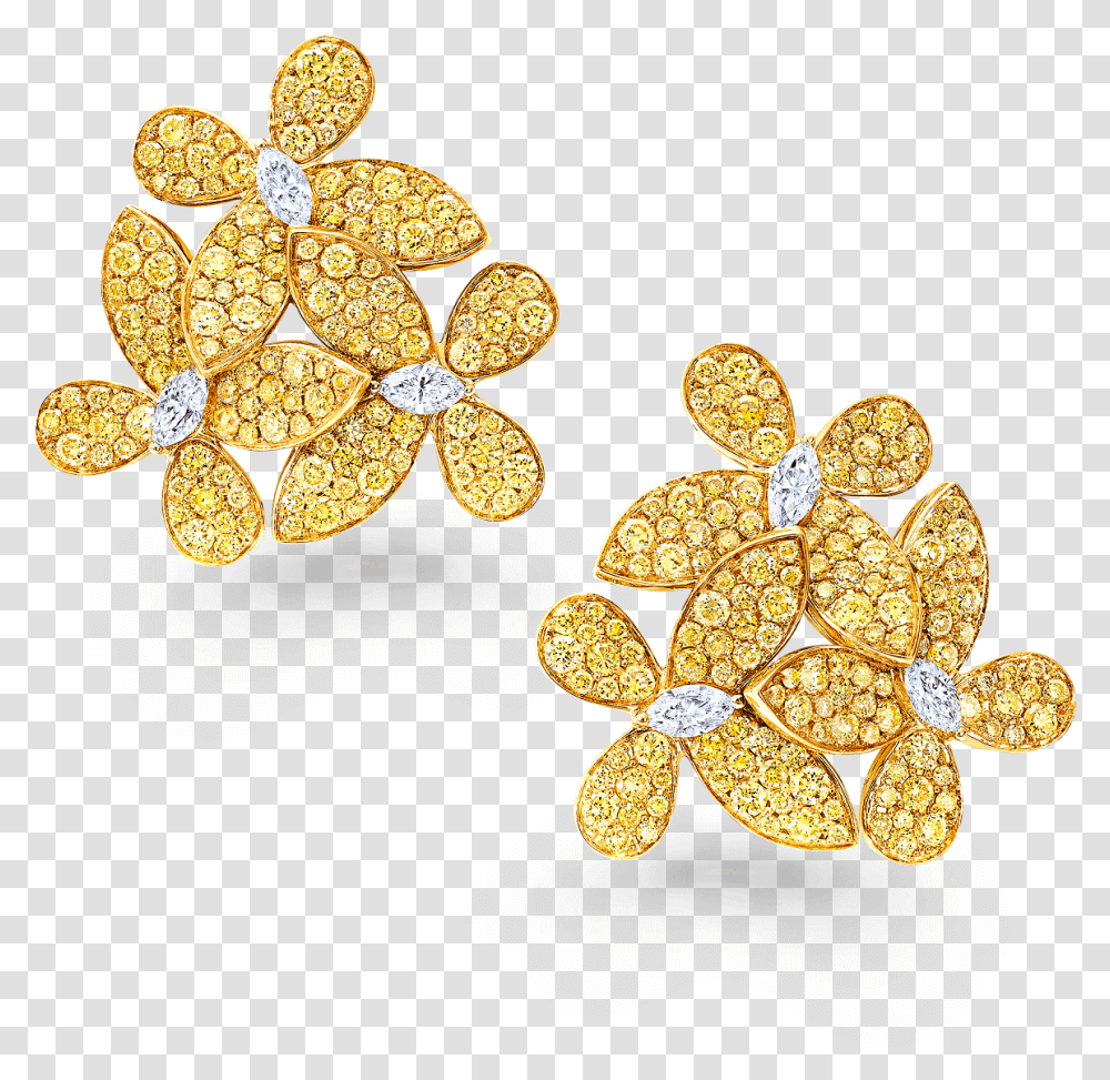 Triple Pav Butterfly Earrings Yellow And White Diamond Graff Solid, Gold, Accessories, Accessory, Jewelry Transparent Png