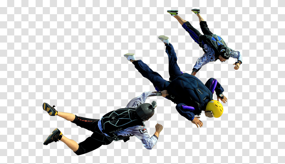 Triple Skydivers Before Opening Parachute Skydivers, Person, People, Baseball Glove Transparent Png