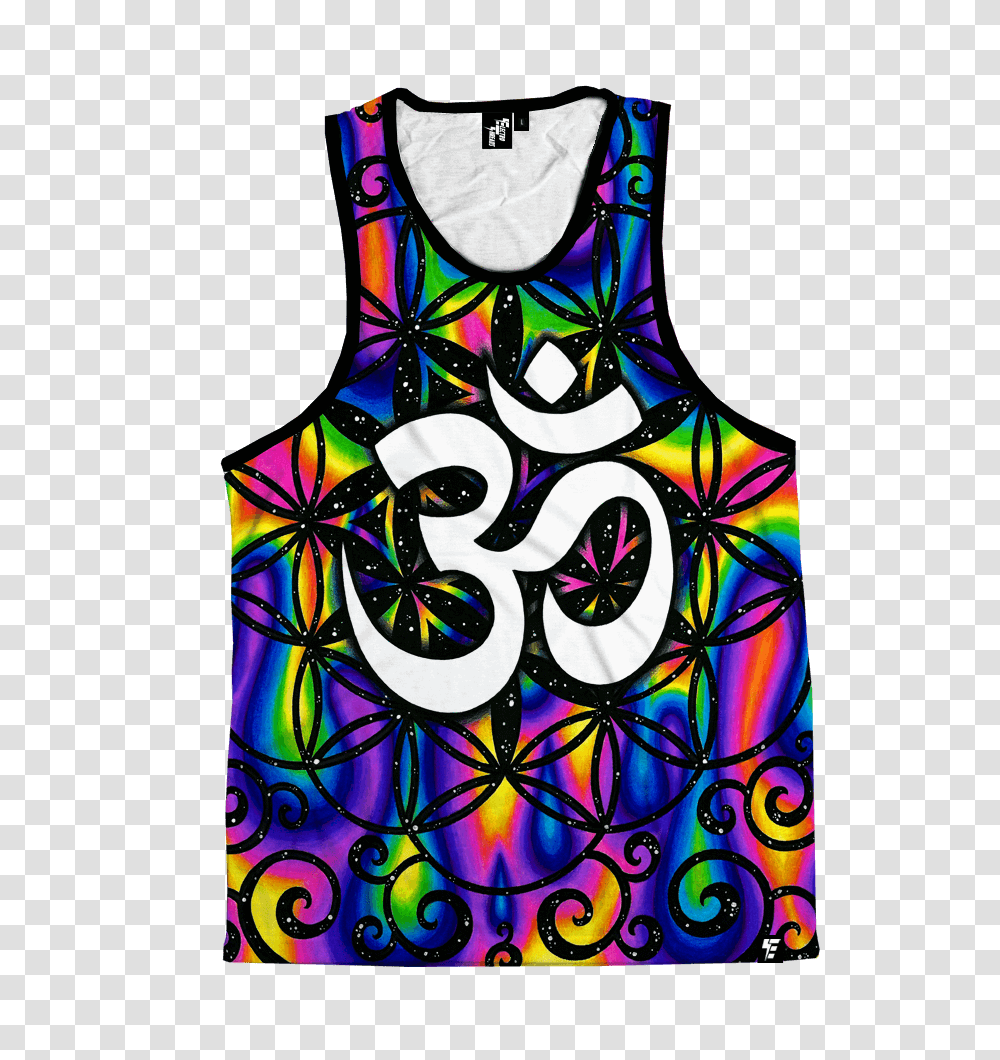 Trippy Om Unisex Tank Top Electro Threads, Stained Glass Transparent Png