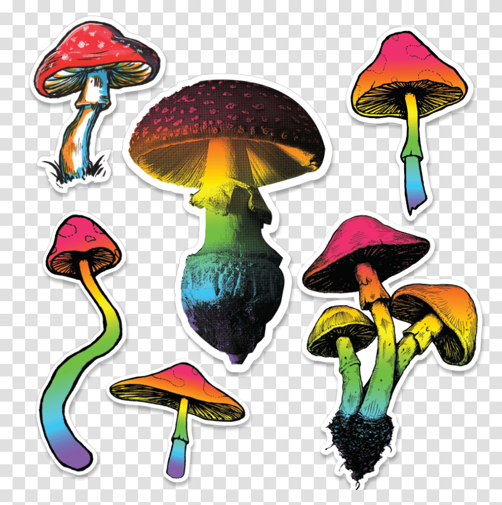 Trippy Summer Sticker Pack Wild Mushroom, Plant, Label, Text, Agaric Transparent Png