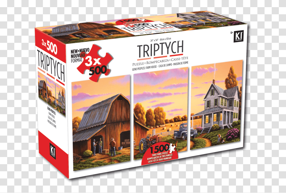 Triptych 500 Pcs X 3 Puzzles Farm House, Person, Nature, Outdoors, Building Transparent Png