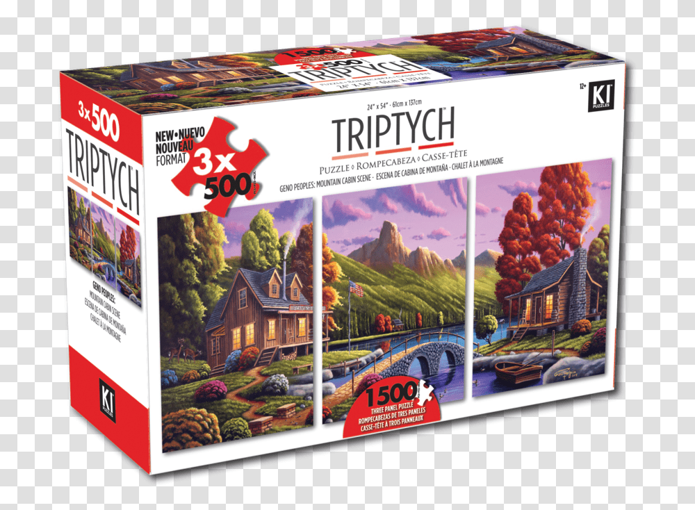 Triptych 500 Pcs X 3 Puzzles Mountain Cabin Triptych Puzzles, Poster, Advertisement, Outdoors, Car Transparent Png