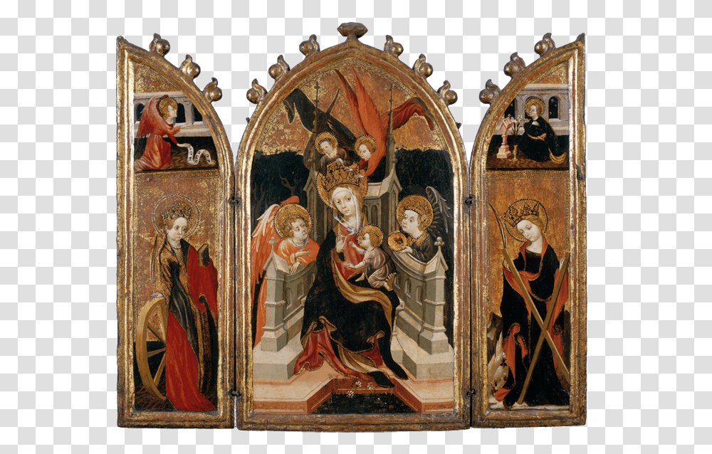 Triptych With The Virgin And Child Saint Catherine, Painting, Architecture, Building Transparent Png