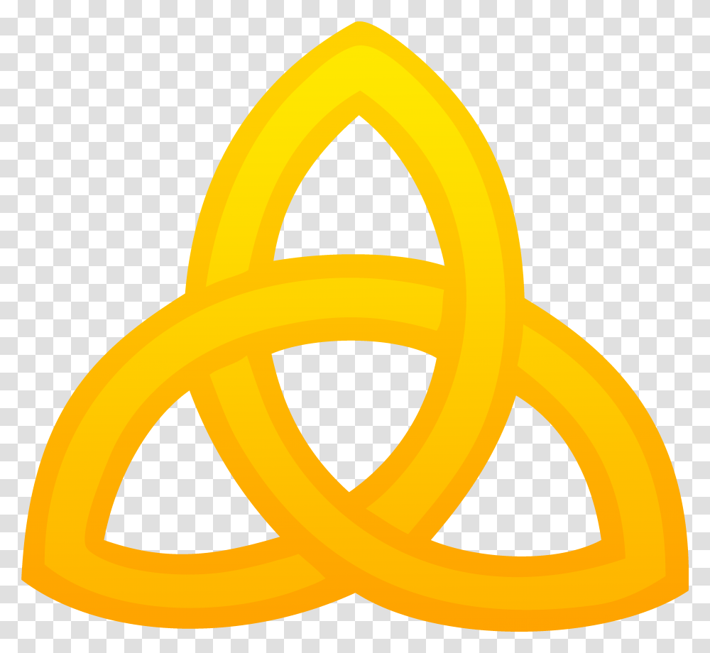 Triquetra Symbol Golden Clip Art Gold Celtic Knot Clipart, Logo, Trademark, Banana, Fruit Transparent Png