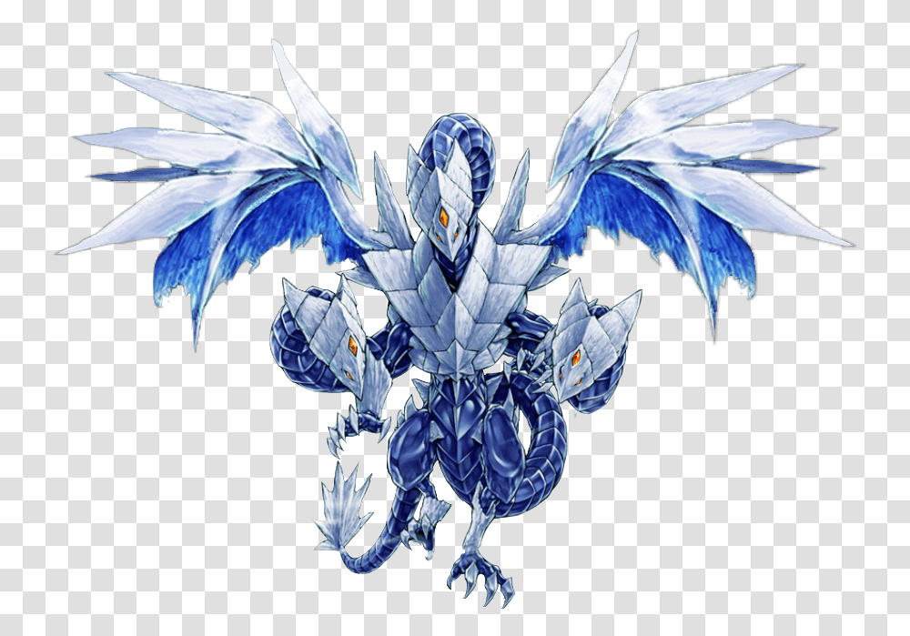 Trishula Dragon Of The Ice Barrier Yu Gi Oh Trishula Dragon Of The Ice Barrier, Ornament, Pattern, Bird, Animal Transparent Png