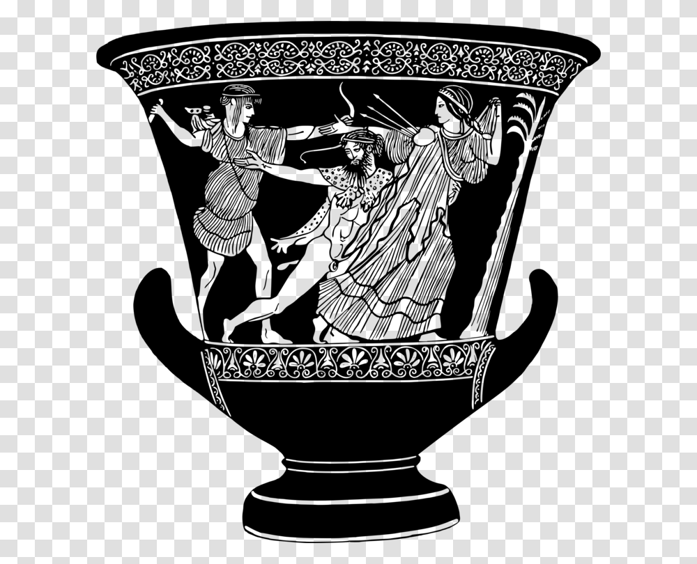 Trojan Ancient Greek Vase Drawing, Gray, World Of Warcraft Transparent Png