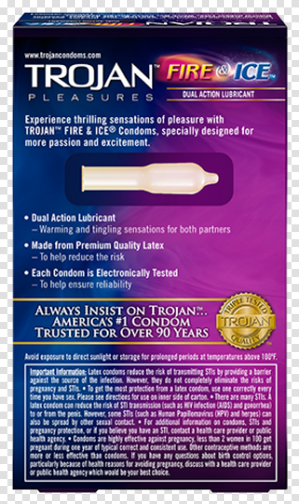 Trojan Fire Amp Ice Lubricated Condoms 3 Counts, Flyer, Poster, Paper, Advertisement Transparent Png