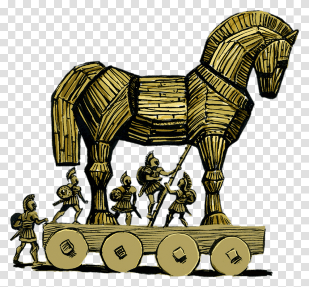 Trojan Horse Illustration Wooden Horse From Troy, Architecture, Building, Statue, Sculpture Transparent Png