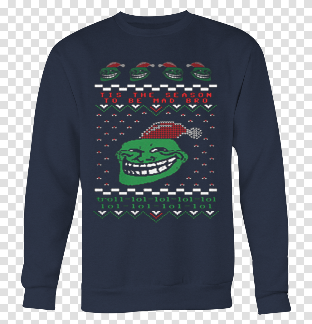 Troll Face Tis The Season To Be Mad Bro Ugly Christmas T Shirt Anime, Apparel, Sleeve, Long Sleeve Transparent Png