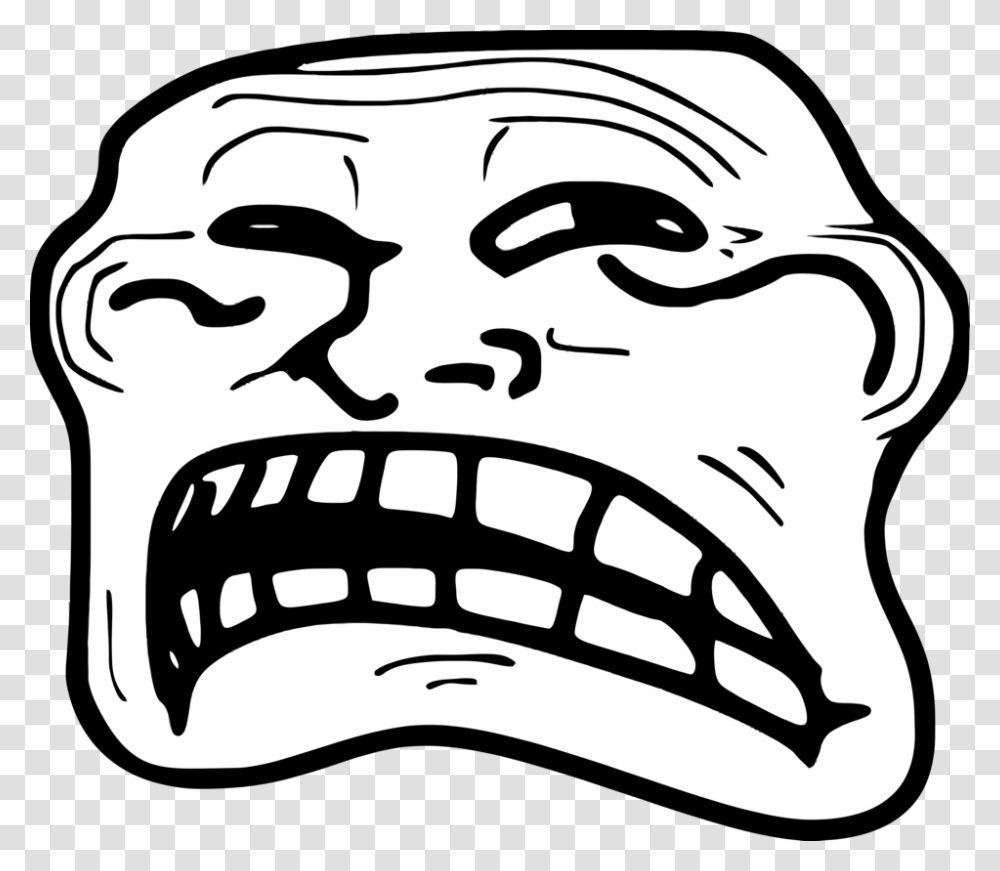 Trollface, Stencil, Mustache, Jaw, Teeth Transparent Png