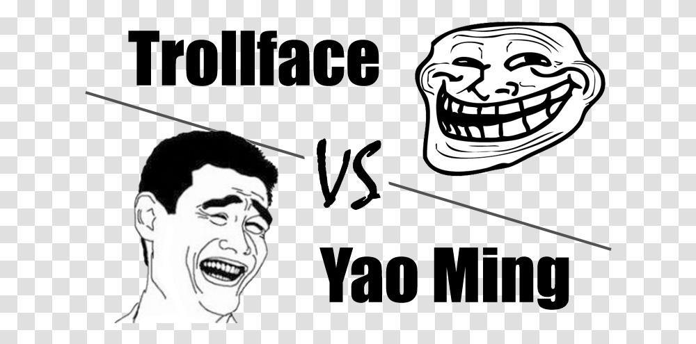 Trollface Vs Yao Ming Ima Yao Ming Troll Face, Person, Head, Label, Stencil Transparent Png