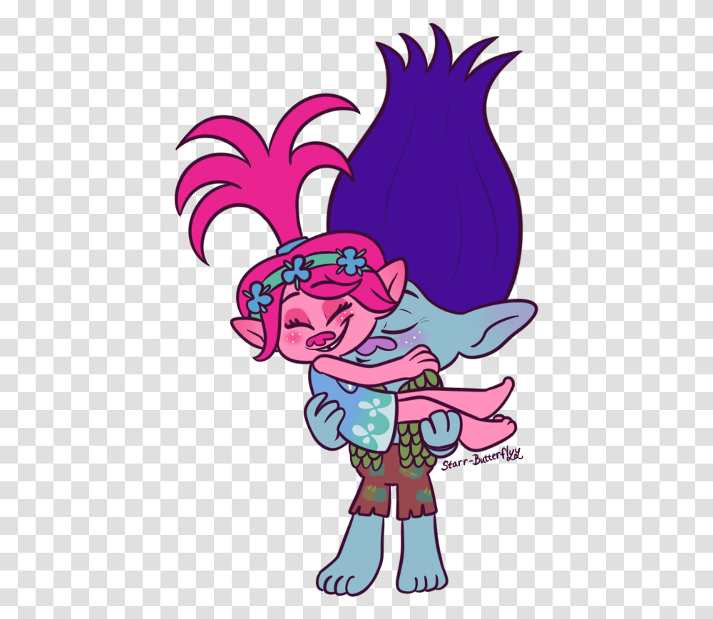Trolls Drawing Clip Art Trolls Holiday Branch And Poppy Kiss, Person, Purple, Costume Transparent Png