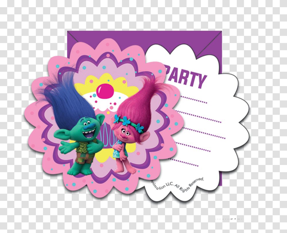 Trolls Invitations, Purple, Floral Design Transparent Png