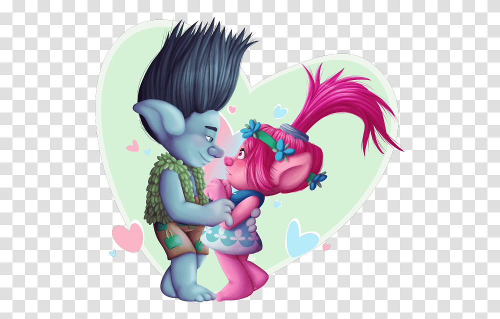 Trolls Poppy And Branch Kiss, Cupid, Purple Transparent Png