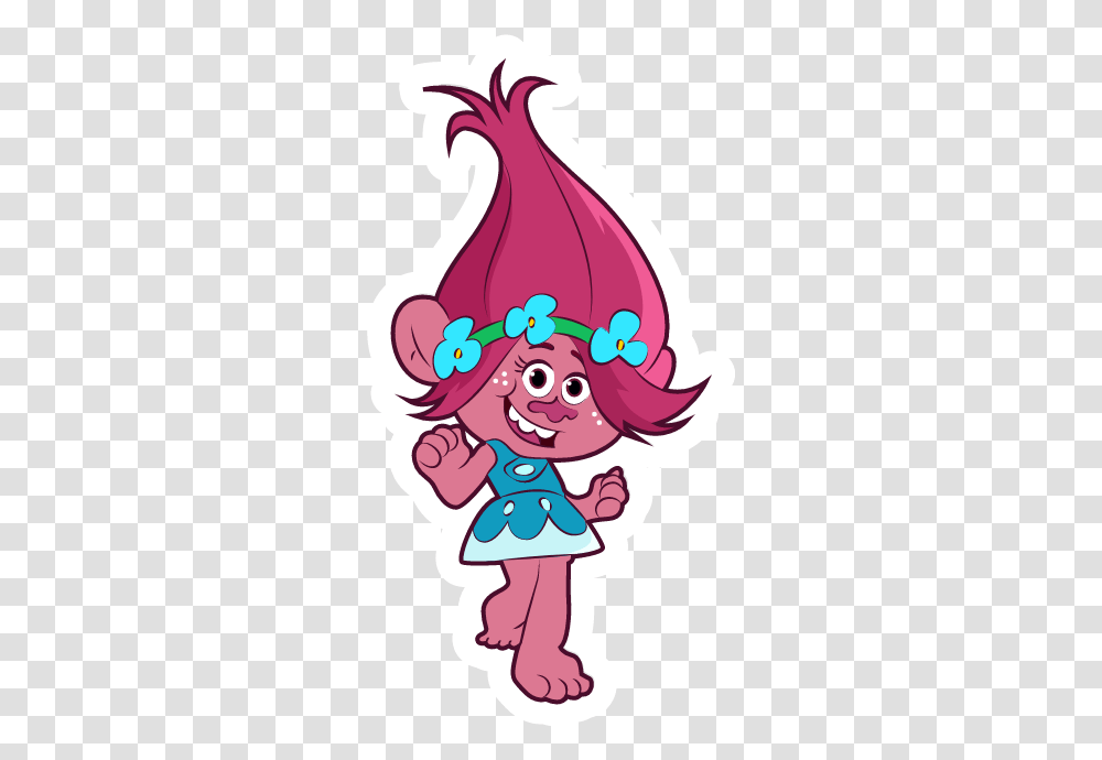 Trolls Queen Poppy Sticker Sticker Mania Fictional Character, Clothing, Apparel, Party Hat, Rattle Transparent Png