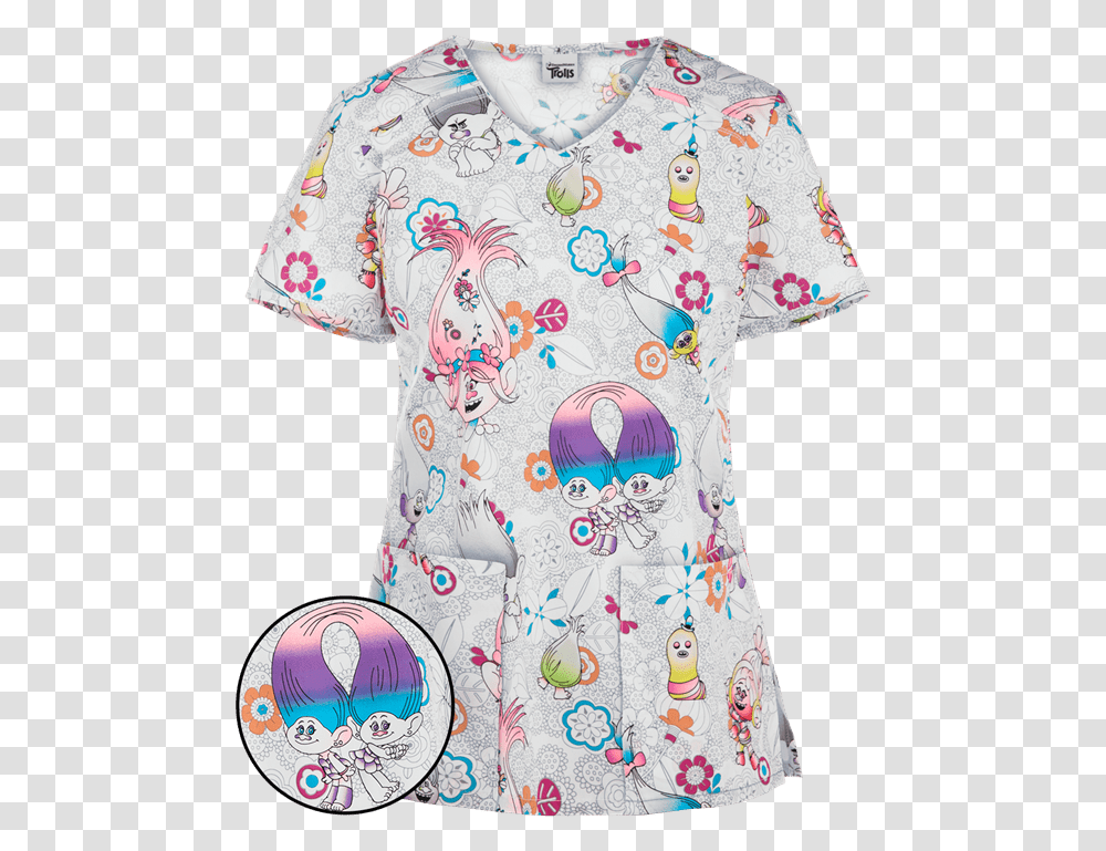 Trolls Scrub Top, Apparel, Pattern, Shirt Transparent Png