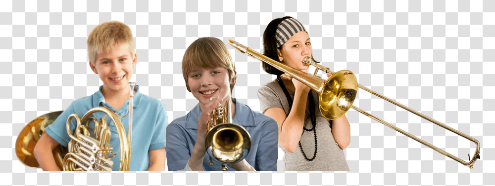 Trombone French Horntrumpet Lessons Irvine Academy Of Music Types Of Trombone, Person, Bow, Brass Section, Musical Instrument Transparent Png