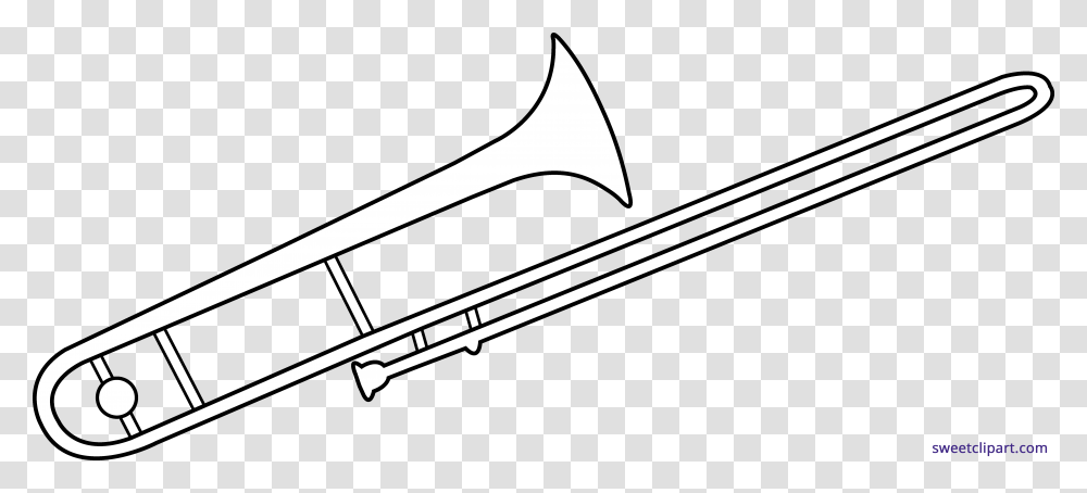 Trombone Line Art Clipart Sweet Clip Art Trombone Clipart Black And White, Brass Section, Musical Instrument Transparent Png