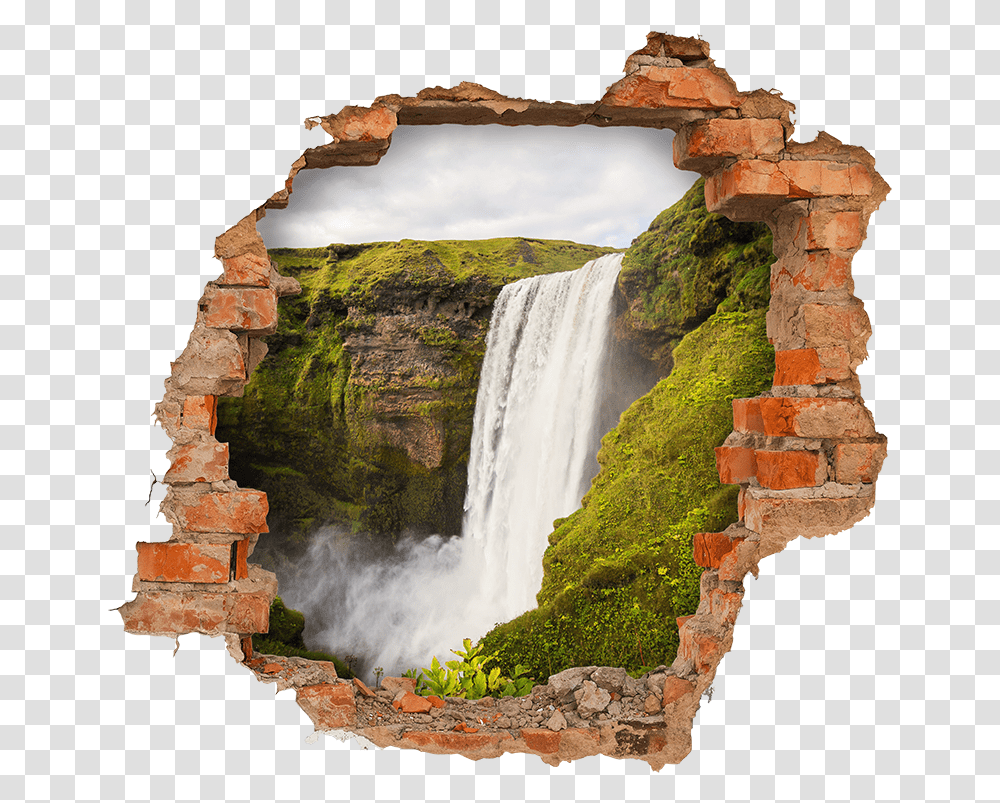 Trompe Lquotoeil Waterfall Visual Effects Wall Sticker Adesivo De Parede Homem Aranha, Nature, River, Outdoors, Cliff Transparent Png