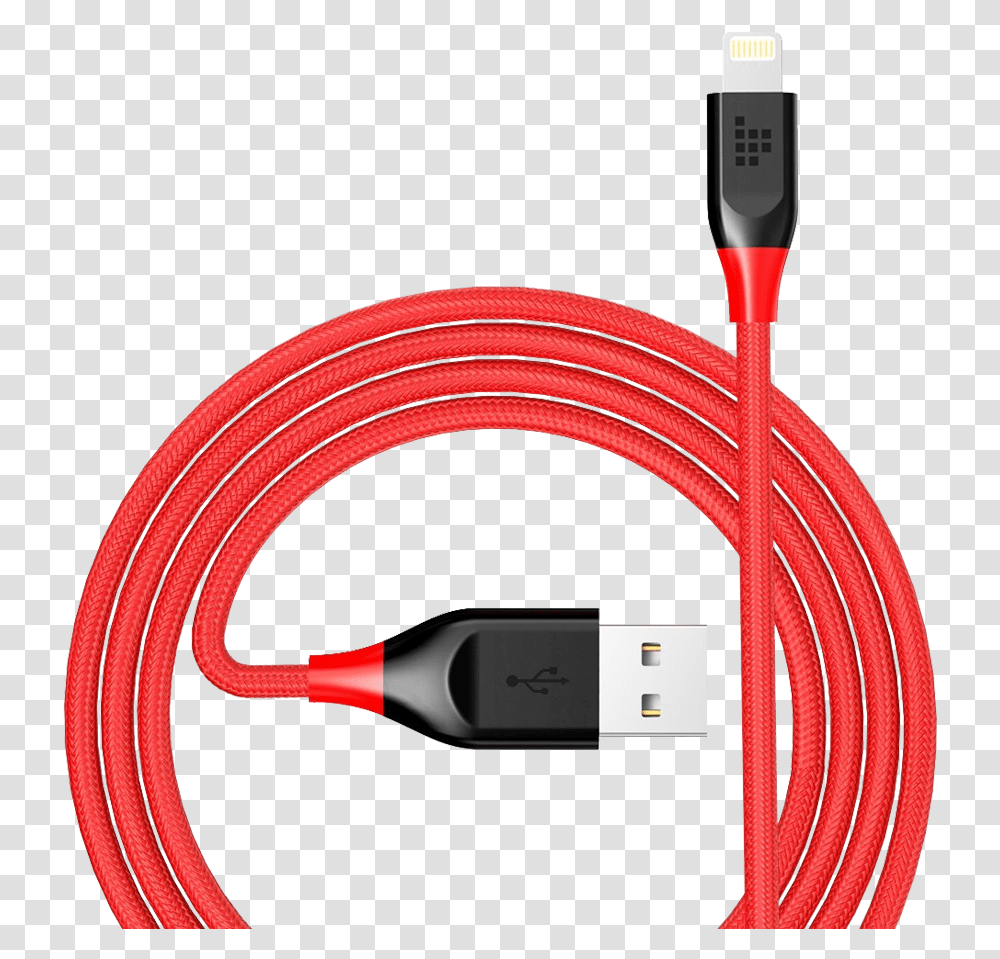 Tronsmart Braided Nylon Lightning Cable Red Red Nylon Braided Lightning Cable, Adapter, Plug Transparent Png