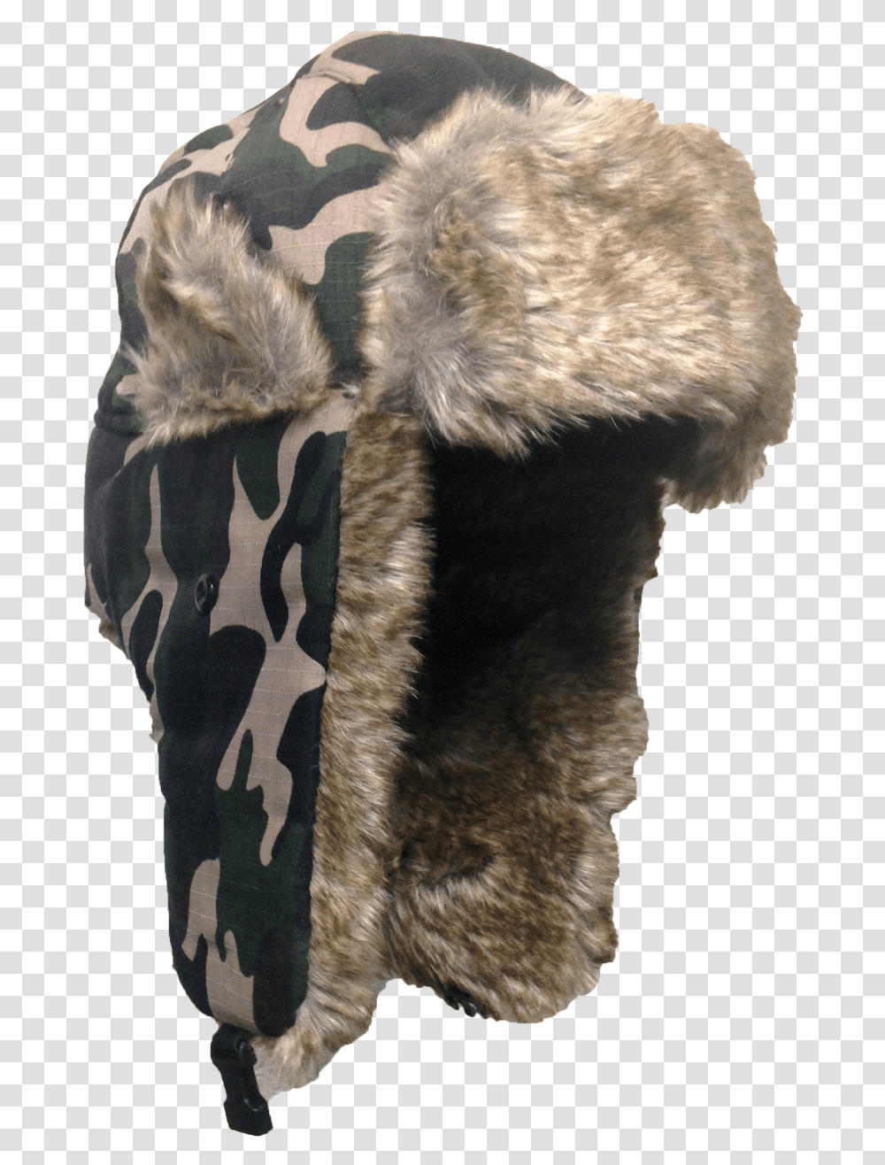 Trooper Beanie In Army Camo Fur Clothing, Animal, Mammal, Bird, Dog Transparent Png
