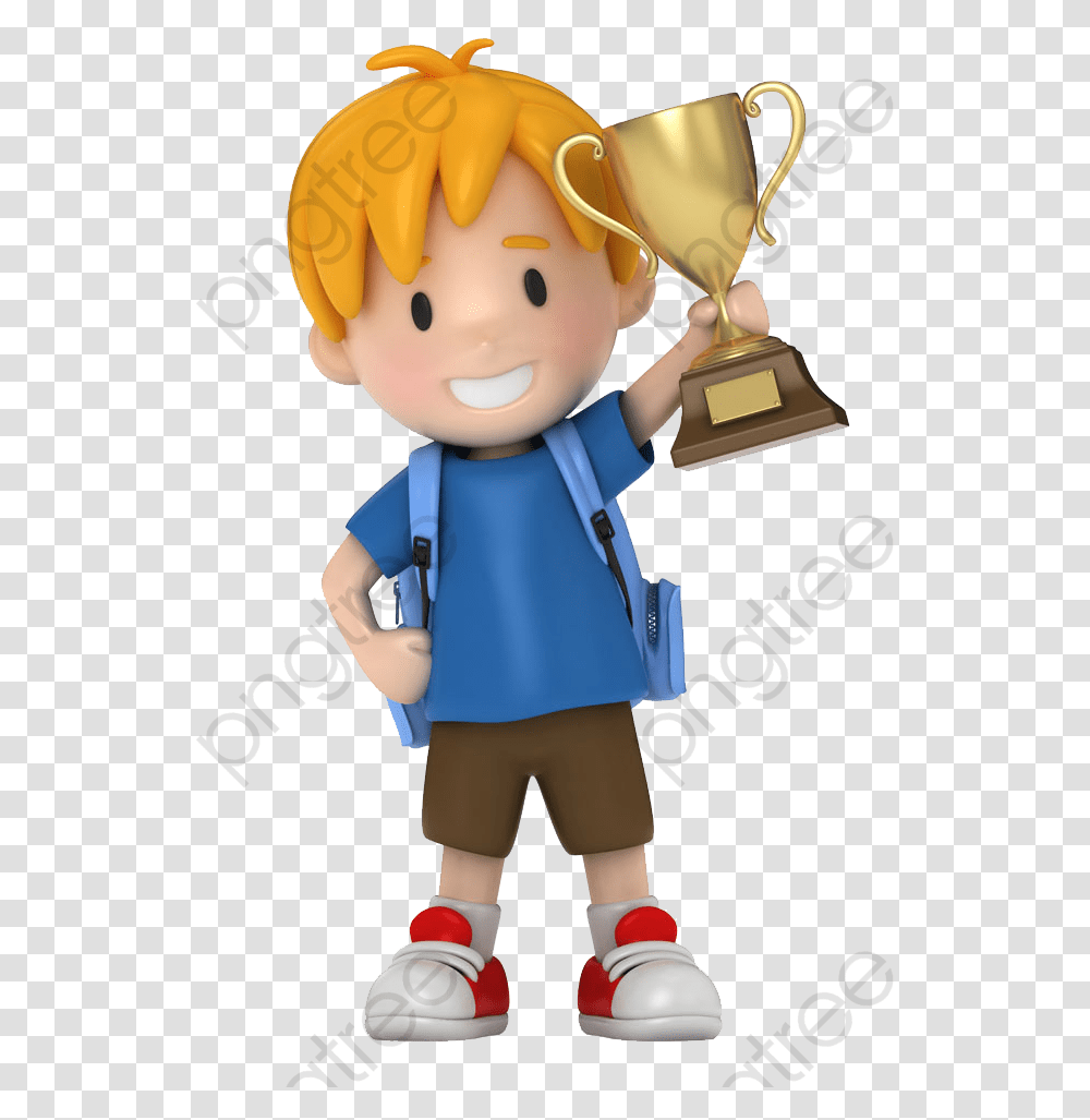 Trophy Clipart Kids Boy With Trophy, Person, Human, Gold, Costume Transparent Png