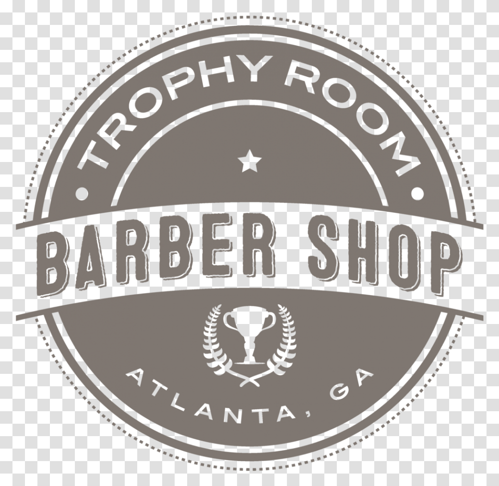 Trophy Room Barber Shop Emblem, Label, Text, Logo, Symbol Transparent Png
