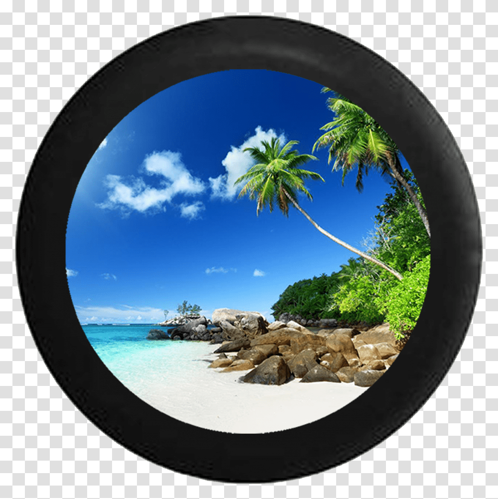 Tropical Beach Jeep Spare Tire Cover With Backup Camera, Window, Outdoors, Hole, Porthole Transparent Png
