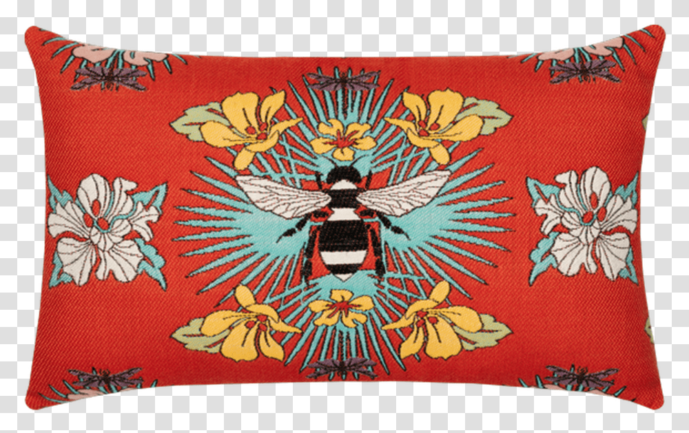 Tropical Bee Red Lumbar Decorative, Rug, Bird, Animal, Art Transparent Png