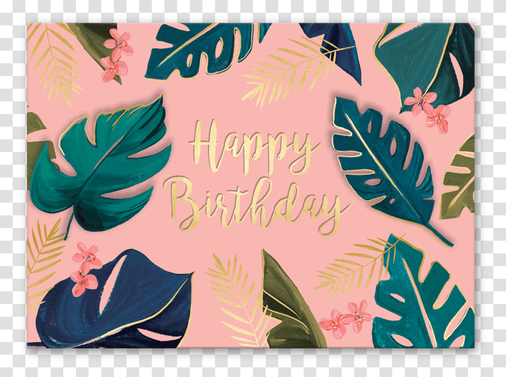 Tropical Birthday Card Pink, Advertisement, Poster, Flyer, Paper Transparent Png